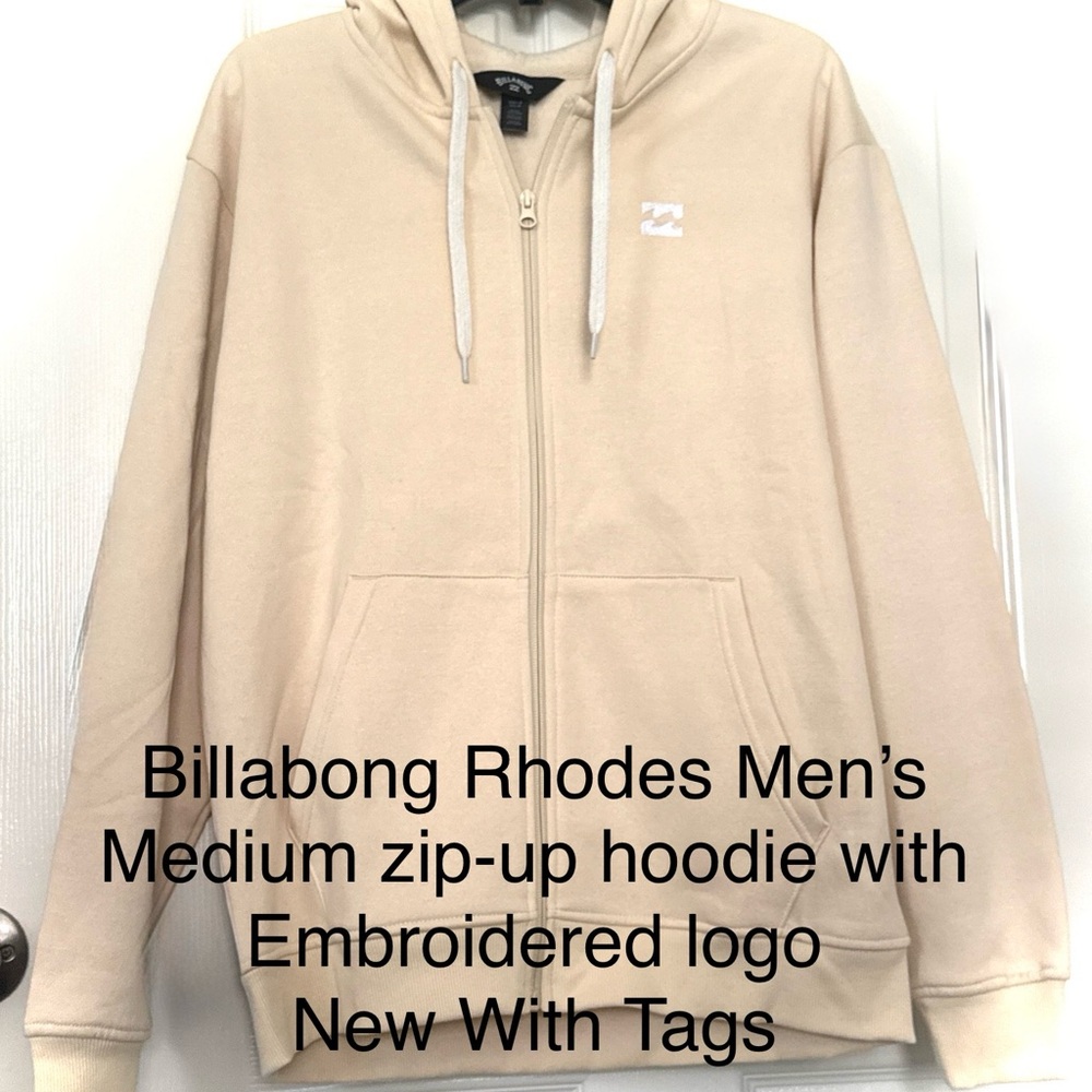 Billabong Rhodes Oatmeal Zip Up Hoodie Men’s Medium NWT
